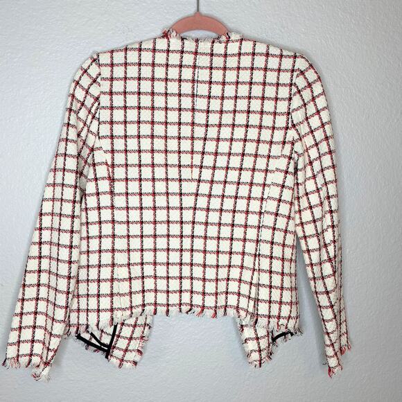 Zara Basic Collection - Frayed Tweed Check Blazer - Picture 9 of 11